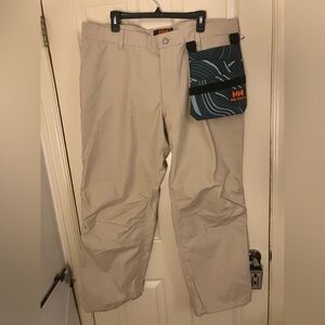 Helly Hansen Men's utility workwear work pants khaki tan detachable pouch XL